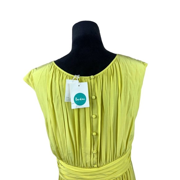 Boden Yellow Pleated Sheath Dress UK 16L US12L Knee Length NWT - Picture 5 of 12